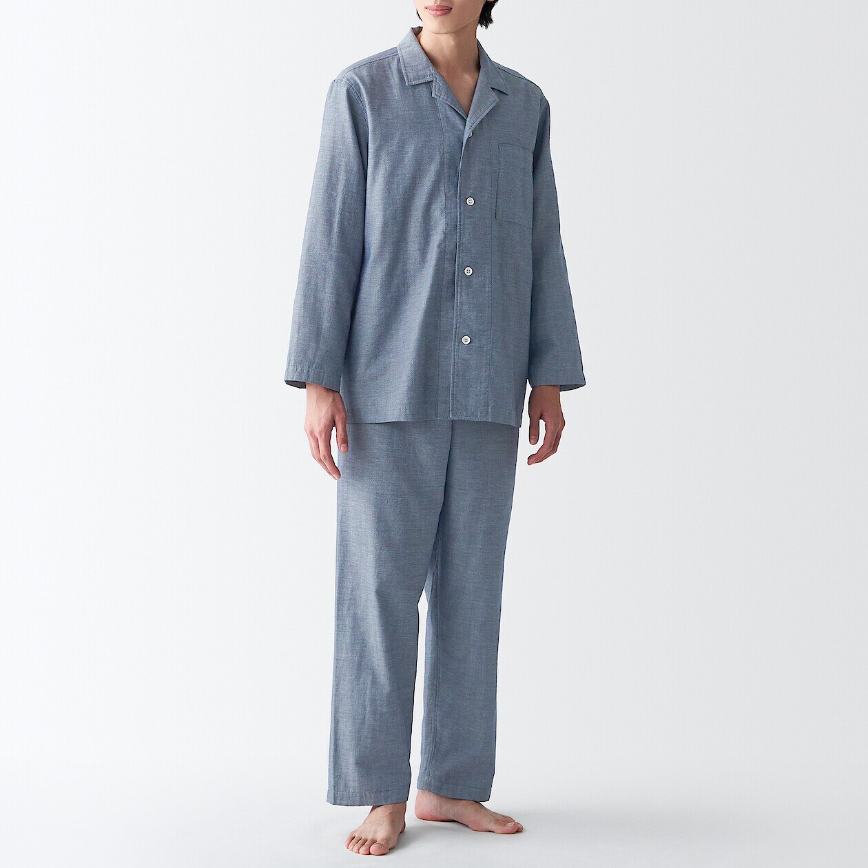 Shop Side Seamless Double Gauze Long Sleeves Pajamas online | Muji Qatar